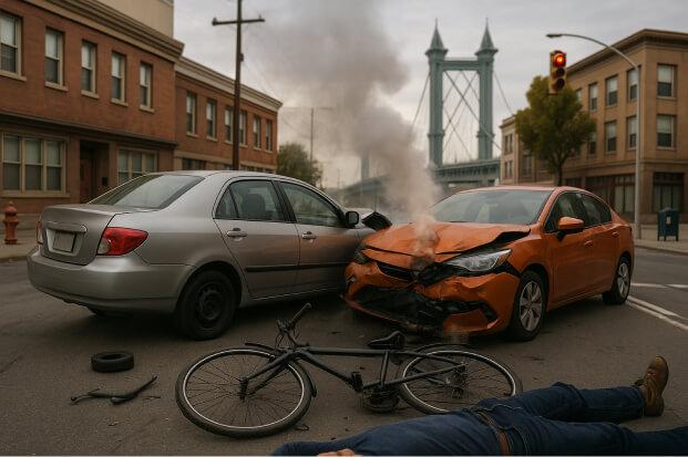 A car hit me while I was riding my bike. What should I do?